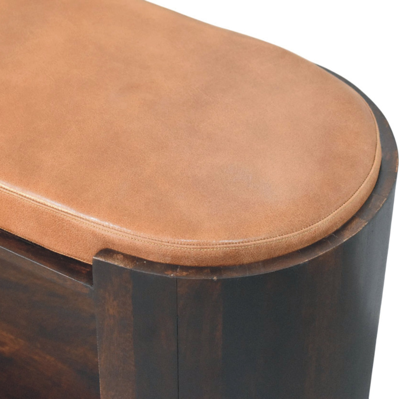 Valencia Leather Shoe Bench | Solid Mango Wood