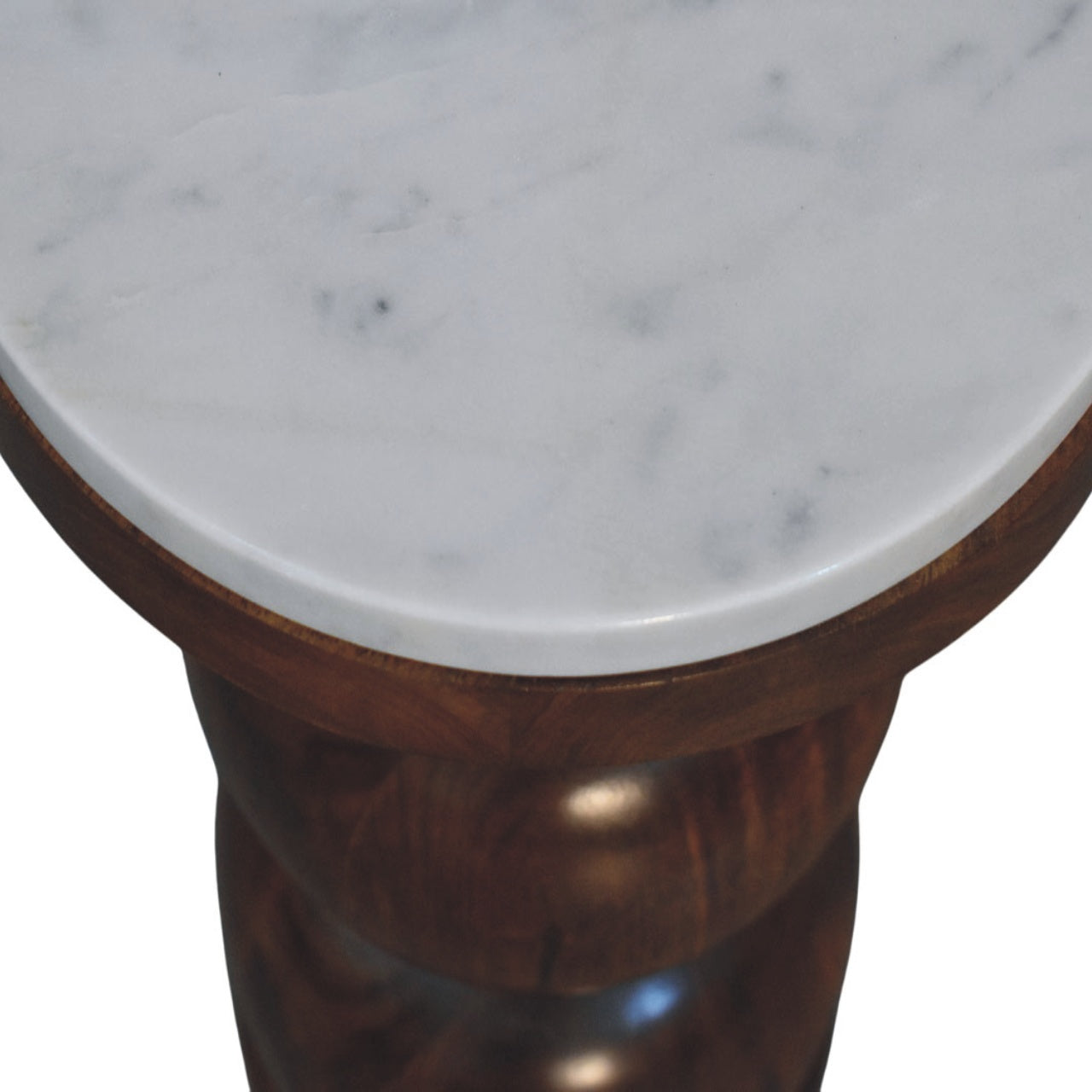 Marble Top Bulla Side Table | Solid Mango Wood