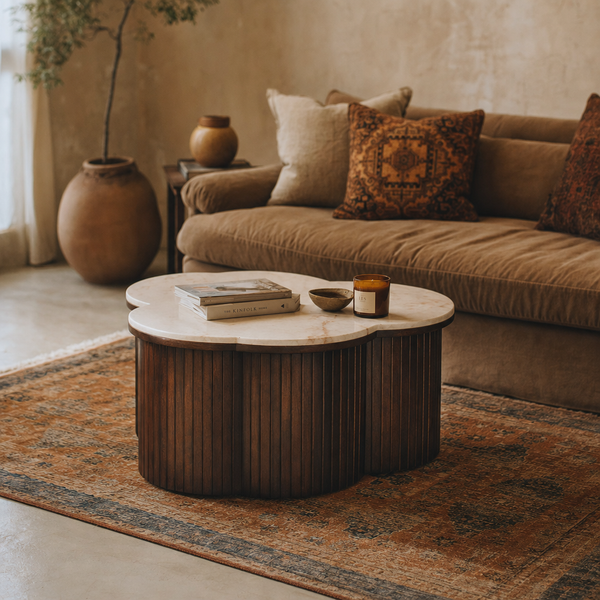 Verona Marble Coffee Table | Solid Mango Wood