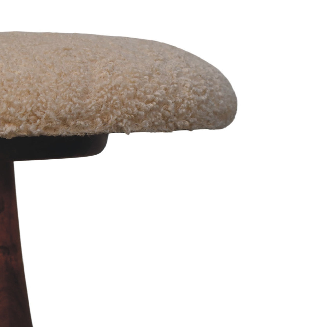 Boucle Teak Accent Stool | Solid Mango Wood