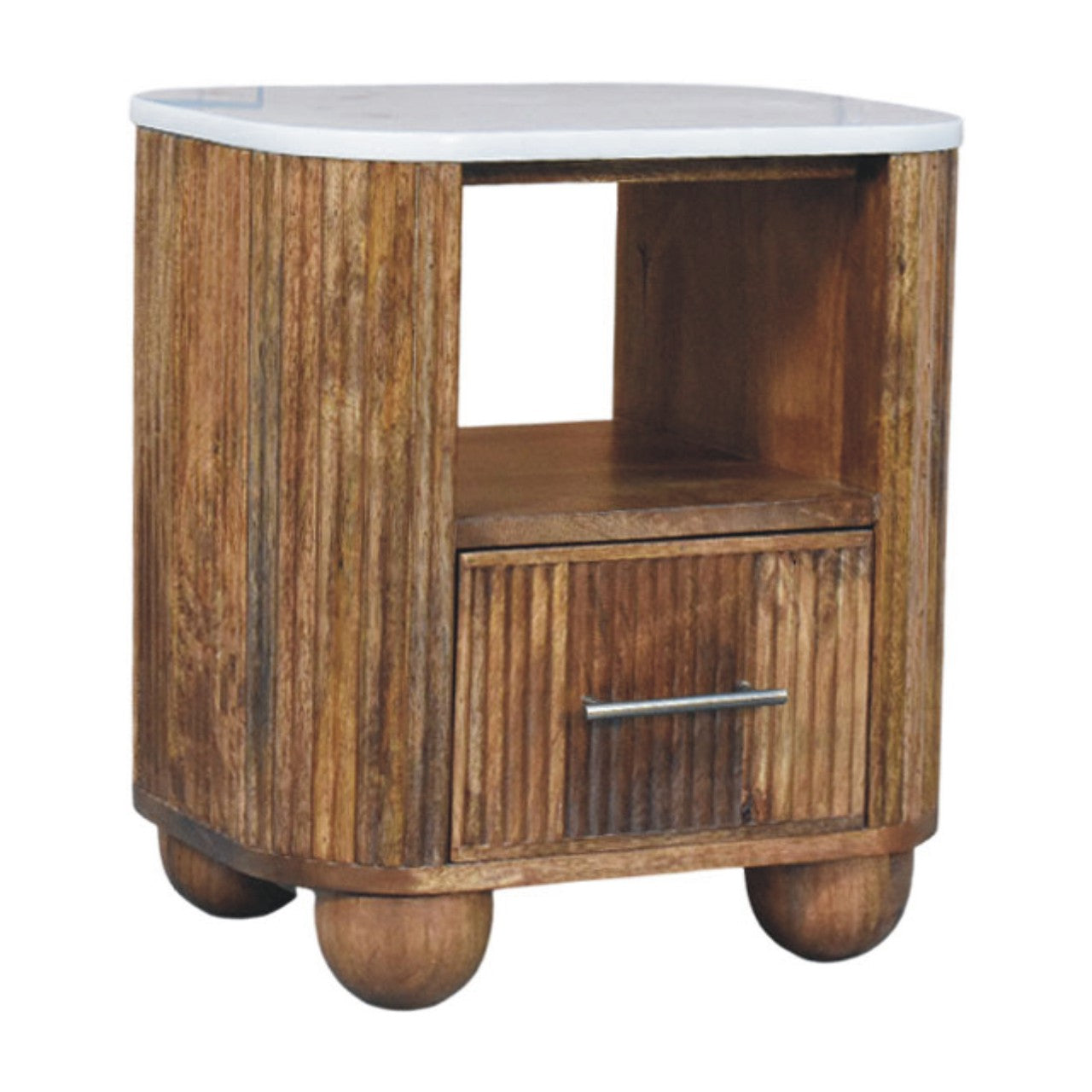 Beaumont Marble Bedside Table — side angle