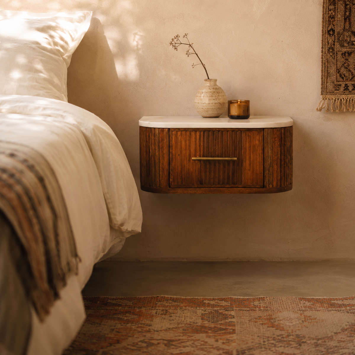 Beaumont Wall-Mounted Bedside Table — lifestyle photo