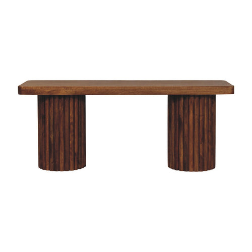 Astoria Fluted Bench — main view, handcrafted solid mango wood