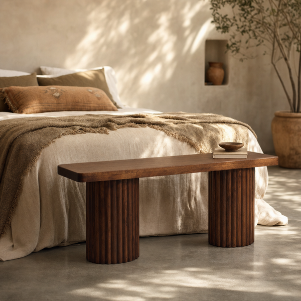 Astoria Fluted Bench | Solid Mango Wood