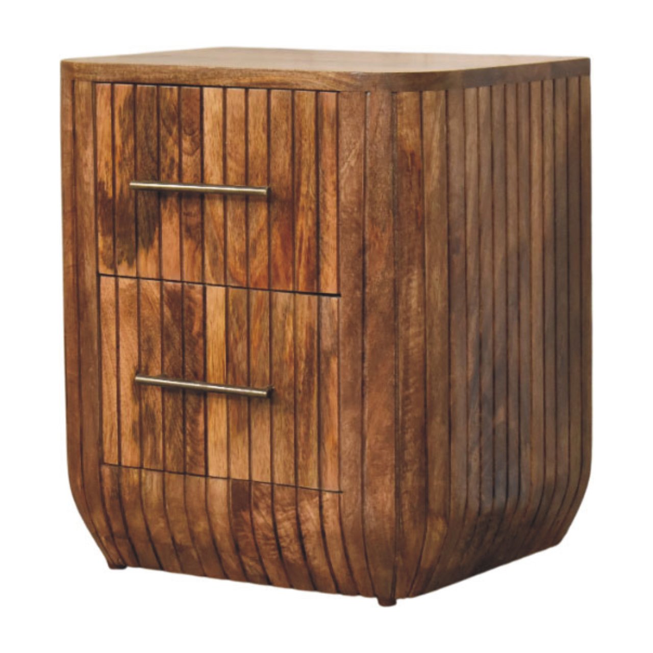 Fluted Bedside with Drawers — side angle