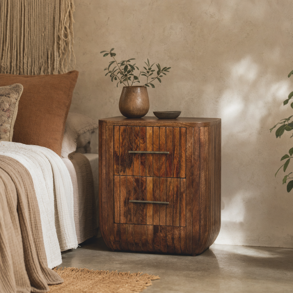 Fluted Bedside with Drawers — lifestyle photo