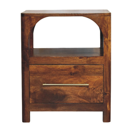 Arc Bedside Table — main view, handcrafted solid mango wood