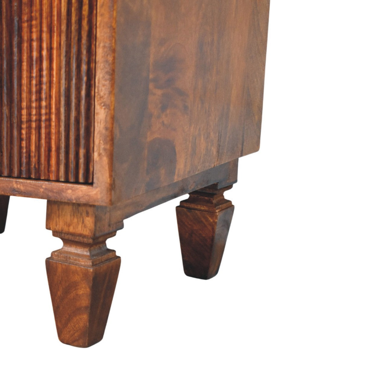 Harper Ribbed Chestnut Bedside Table — side angle
