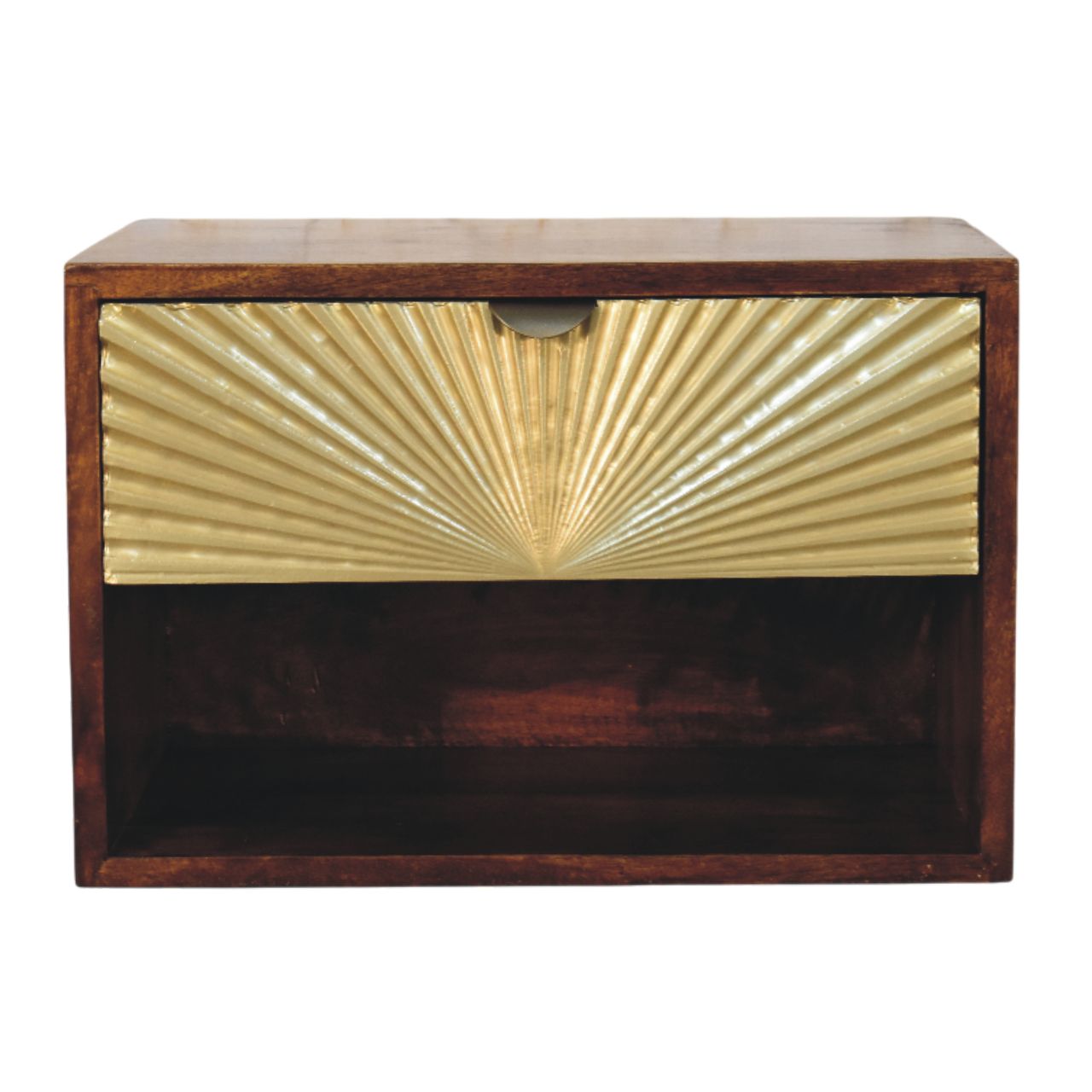 Sunburst Wall-Mounted Bedside Table | Solid Mango Wood