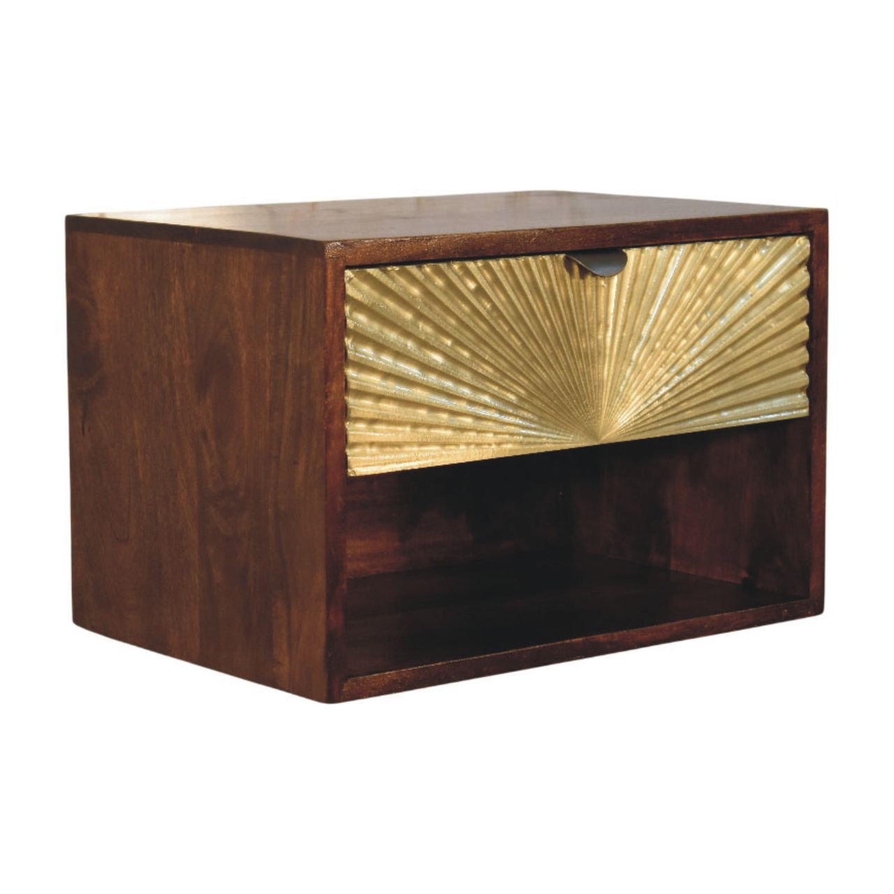 Sunburst Wall-Mounted Bedside Table | Solid Mango Wood