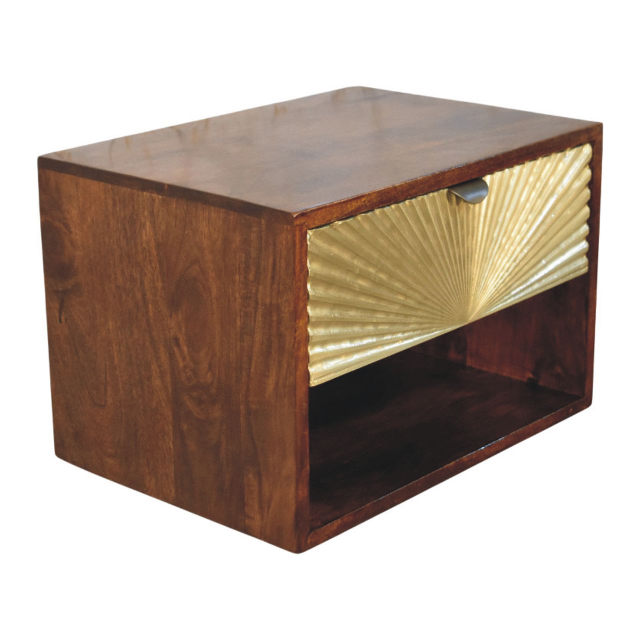 Sunburst Wall-Mounted Bedside Table | Solid Mango Wood