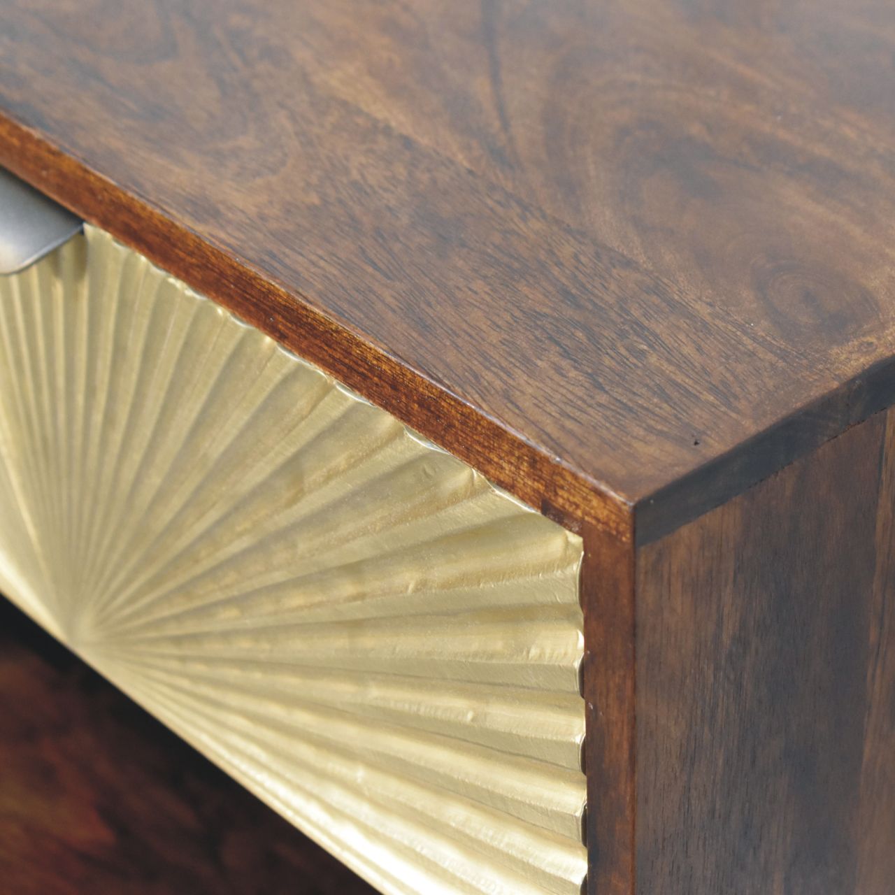 Sunburst Wall-Mounted Bedside Table | Solid Mango Wood