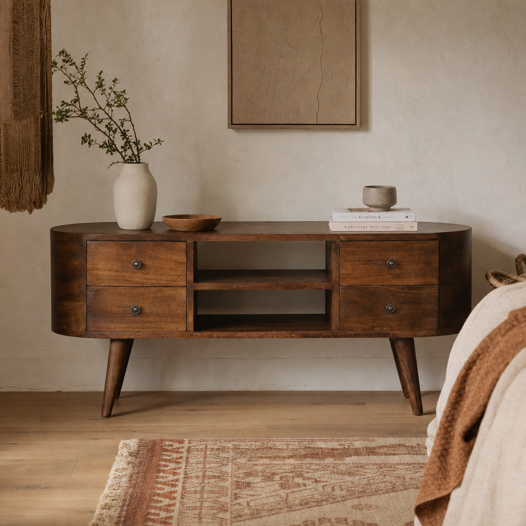 Chestnut Rounded Entertainment Unit — lifestyle photo