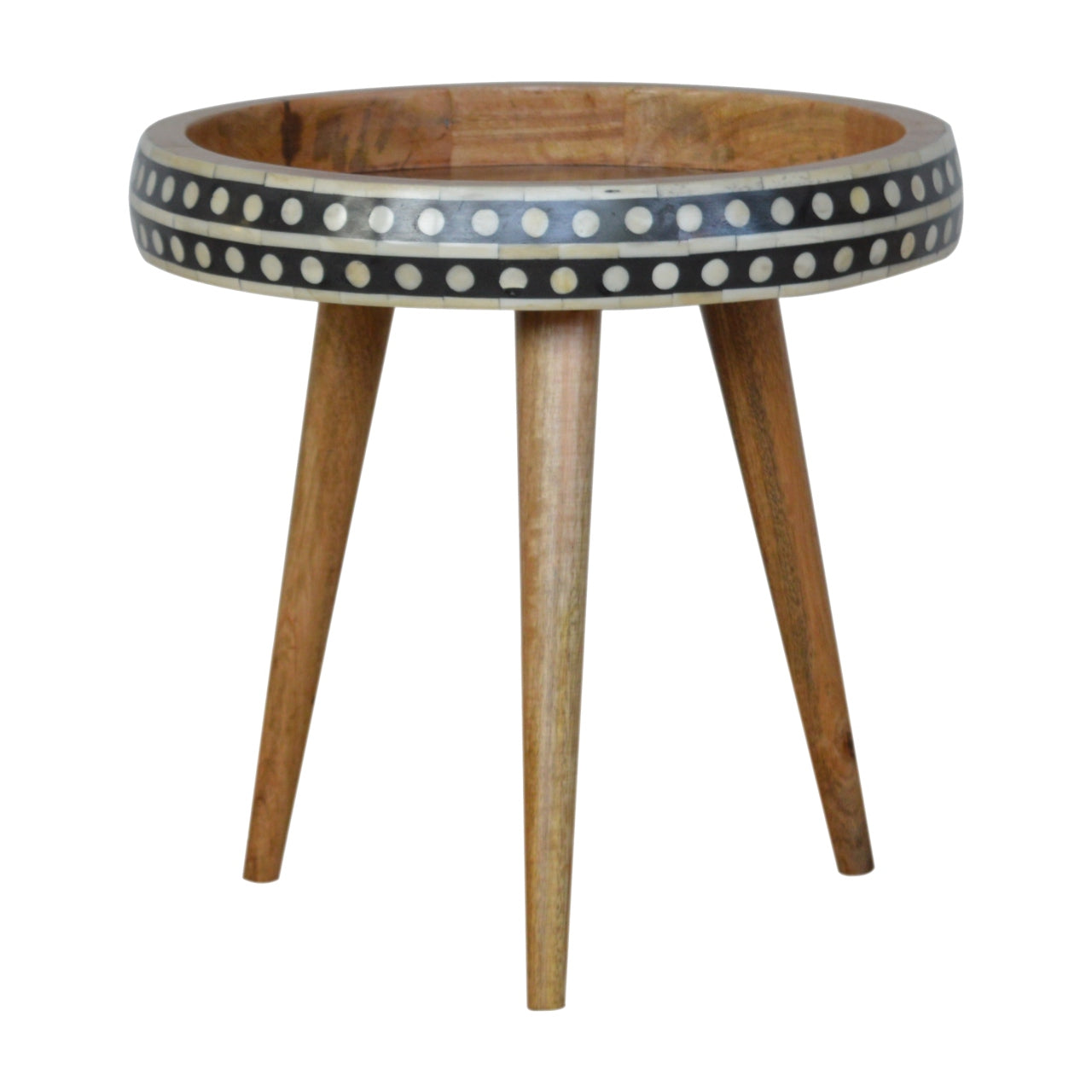 Small Dotted End Table | Solid Mango Wood