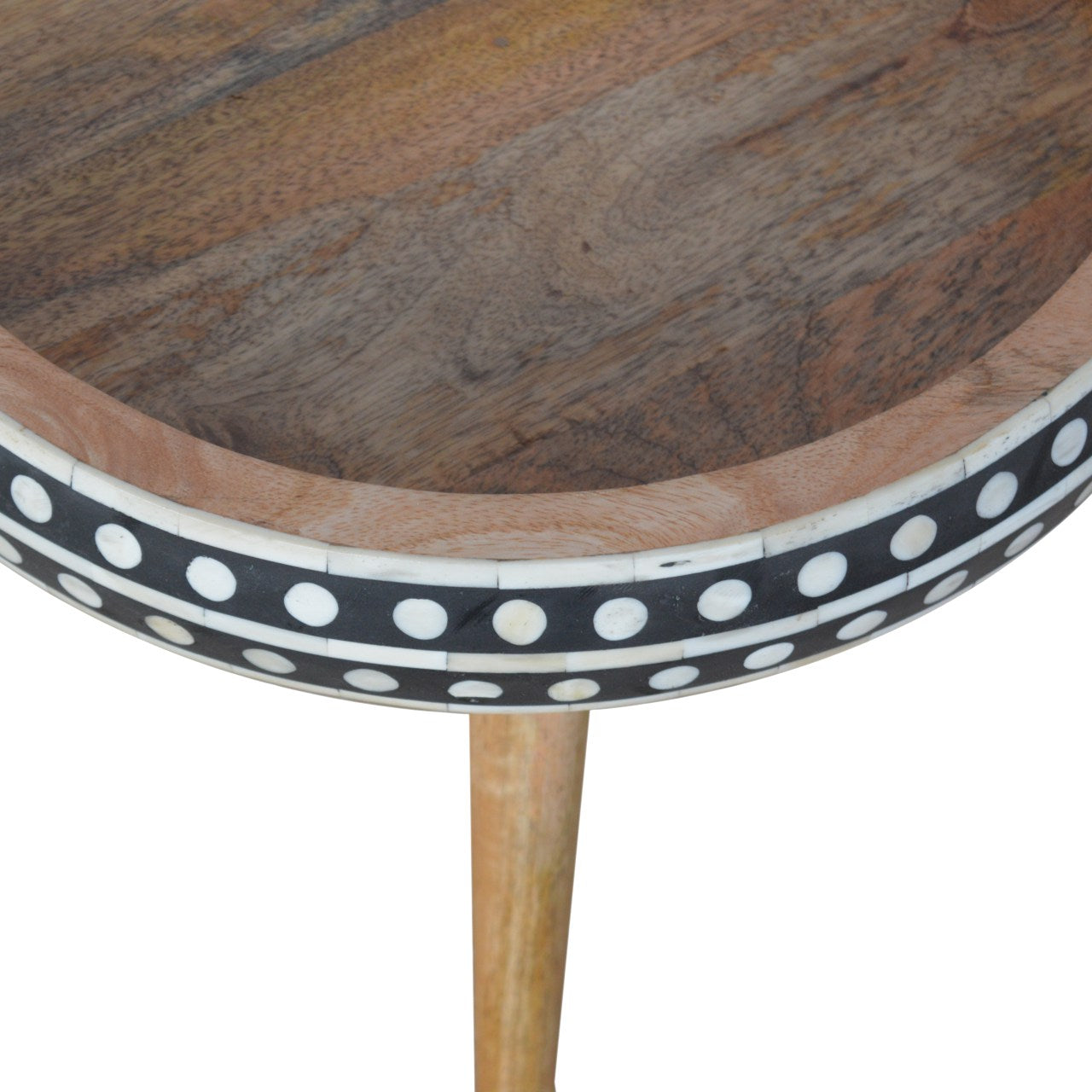 Small Dotted End Table | Solid Mango Wood