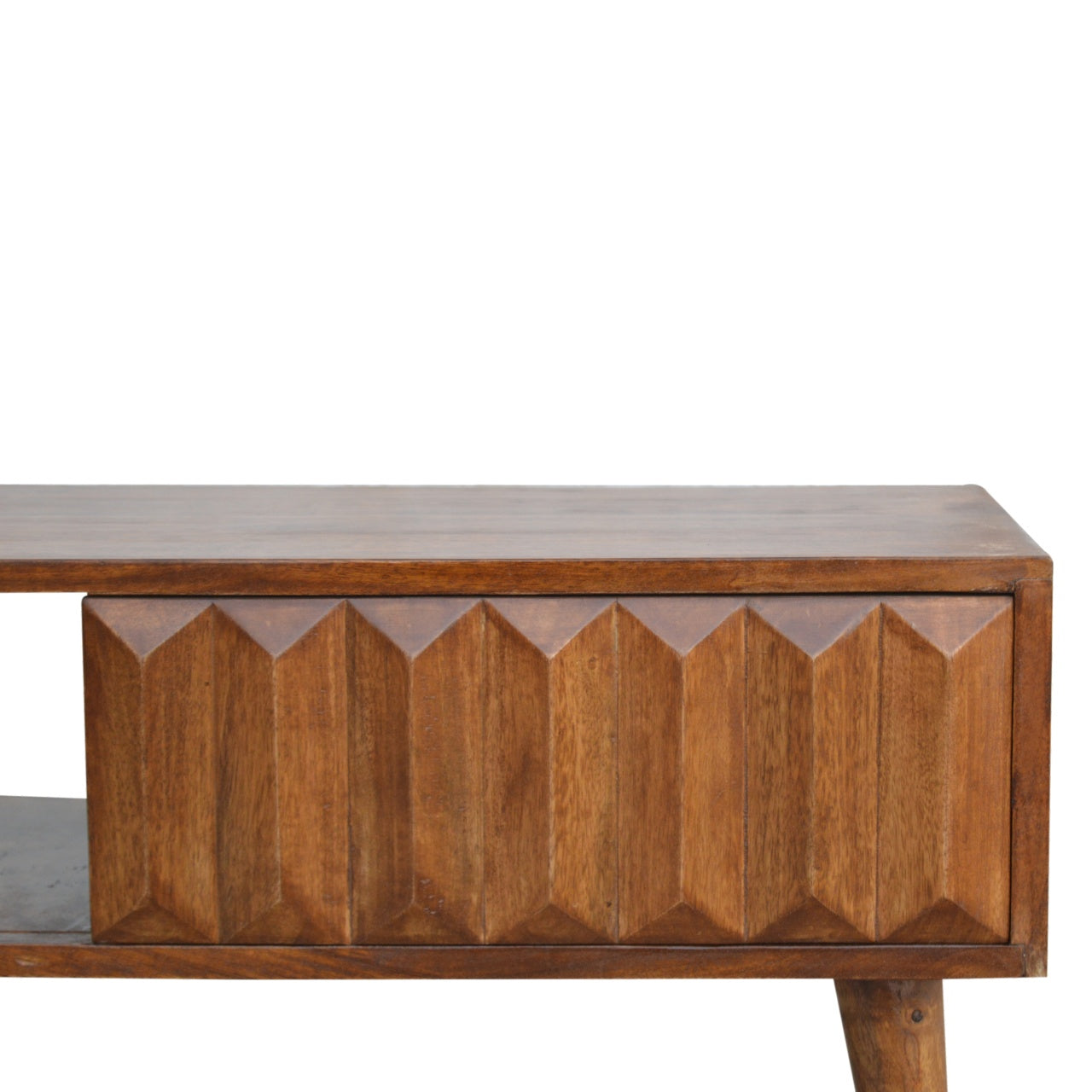 Chestnut Prism Sliding Media Unit | Solid Mango Wood