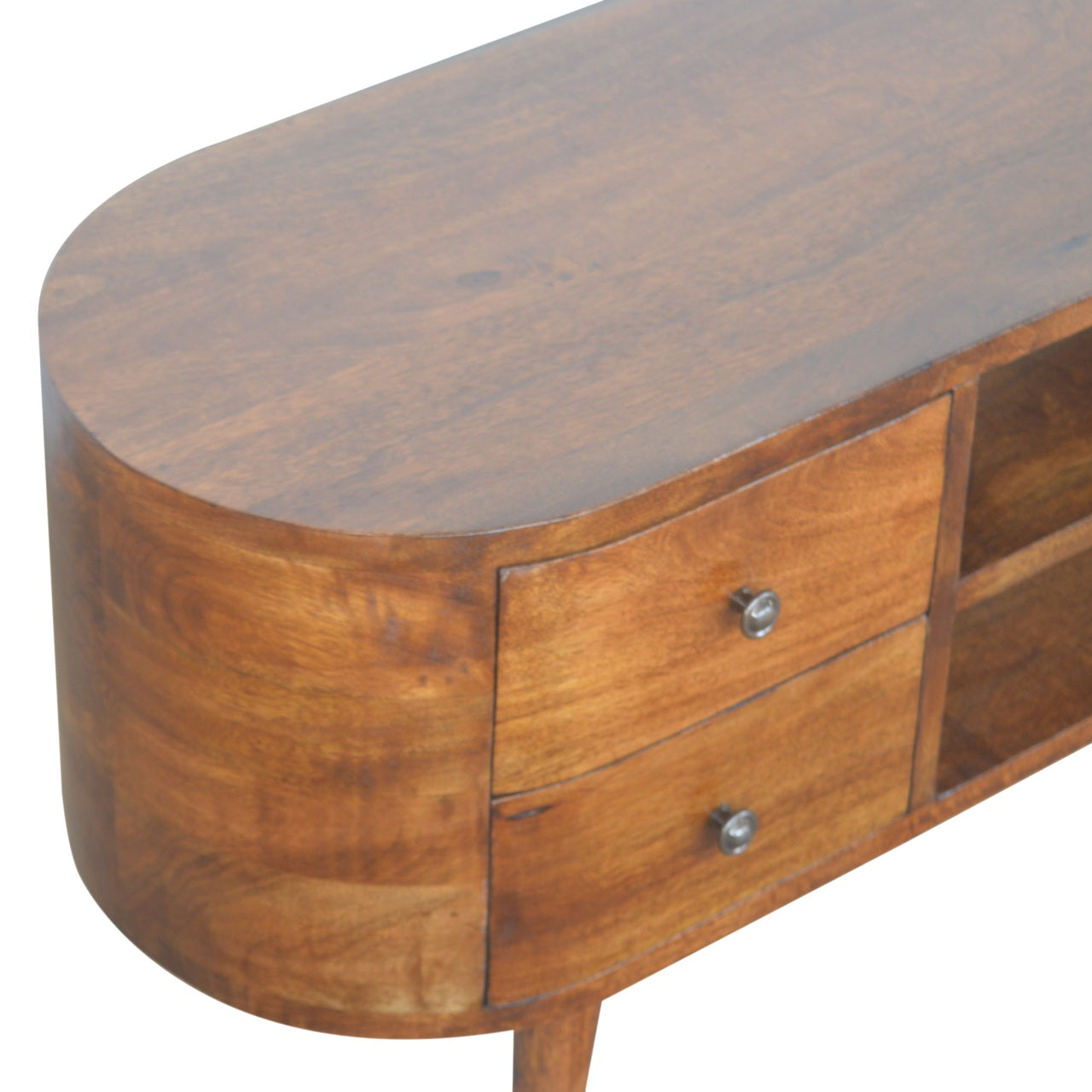 Chestnut Rounded Entertainment Unit — detail close-up