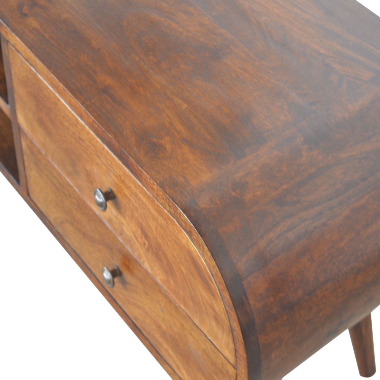 Chestnut Circular Media Unit | Solid Mango Wood
